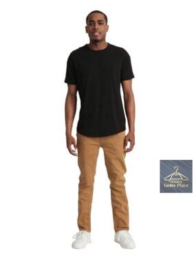 Men's Slim Fit Stretch Dobby Khaki Pants Business Casual Chinos